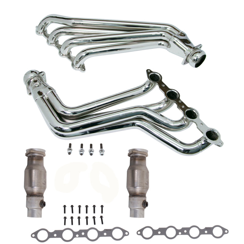 BBK 10-15 Camaro LS3 L99 Long Tube Exhaust Headers With Converters - 1-3/4 Chrome