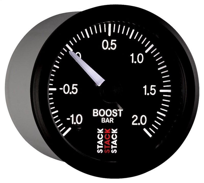 Autometer Stack 52mm -1 to +2 Bar (Incl T-Fitting) Pro Stepper Motor Boost Pressure Gauge - Black