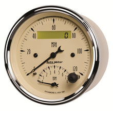 Load image into Gallery viewer, AutoMeter Gauge Tach/Speedo 3-3/8in. 120MPH &amp; 8K RPM Elec. Program. Antq Beige