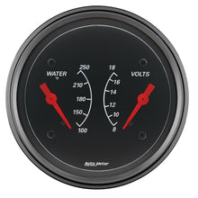 Load image into Gallery viewer, AutoMeter Gauge Dual Wtmp &amp; Volt 3-3/8in. 250 Deg. F &amp; 18V Elec Designer Black