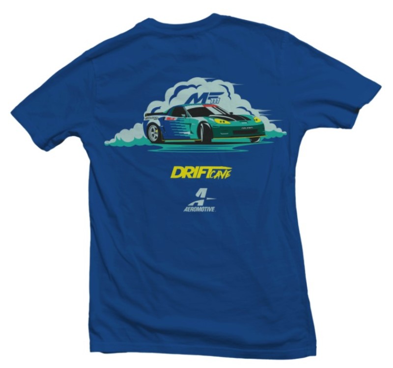 Aeromotive Drift Car Logo Blue T-Shirt - Large