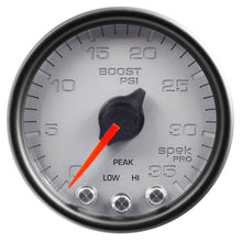 Load image into Gallery viewer, AutoMeter Gauge Boost 2-1/16in. 35PSI Stepper Motor W/Peak &amp; Warn Silver/Blk Spek-Pro