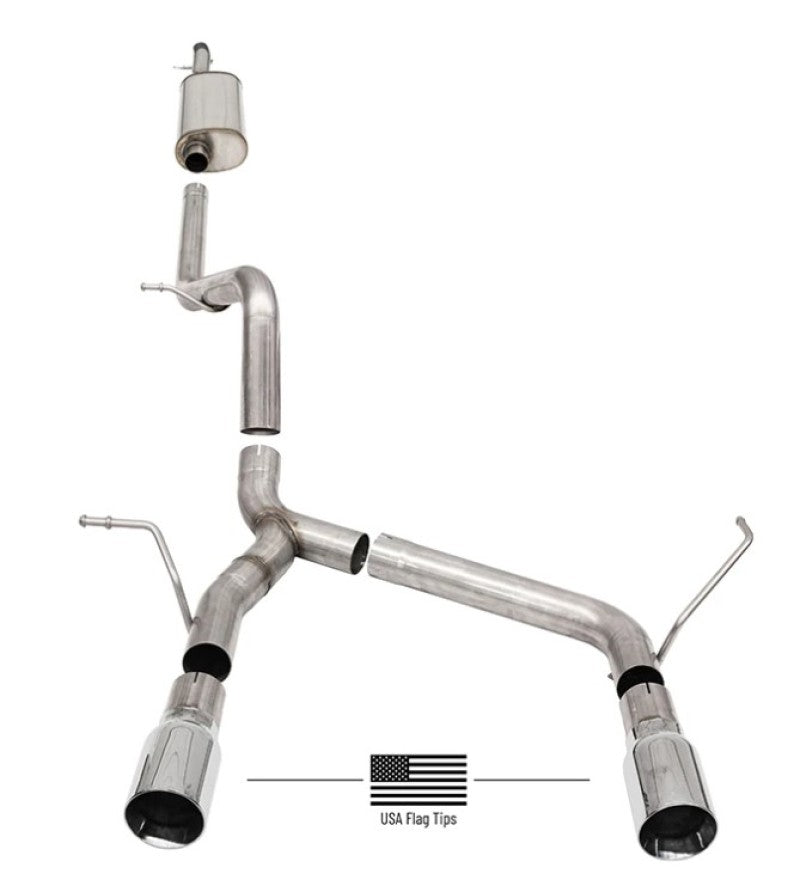 Corsa 18-21 Jeep Wrangler JLU 3.6L 2.75in Sport Cat-Back Exhaust w/ American Flag Tips