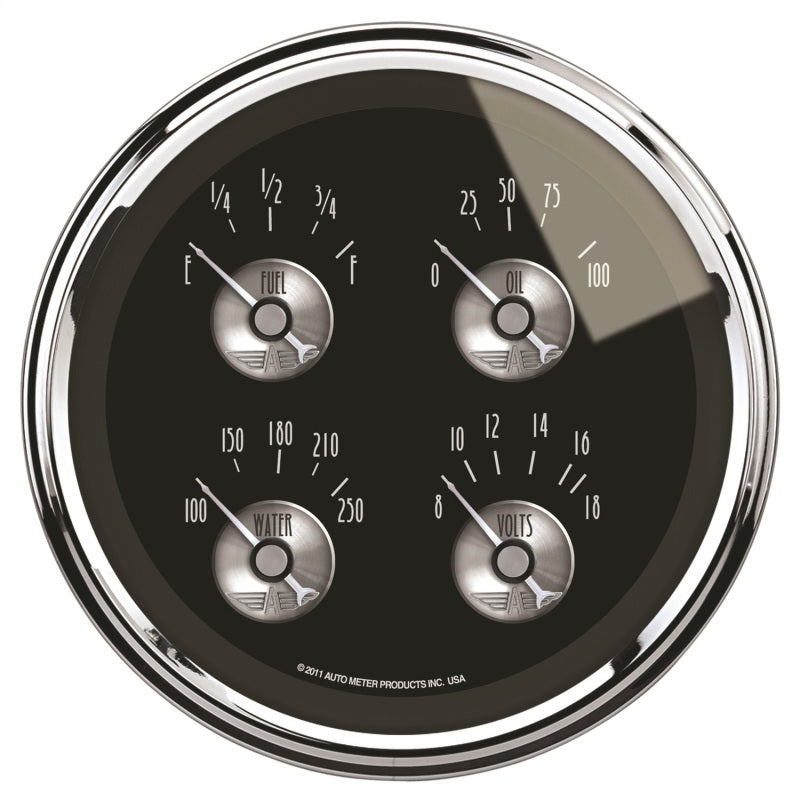 AutoMeter Gauge Quad 5in. 0 Ohm(e) to 90 Ohm(f) Elec Prestige Blk. Diamond