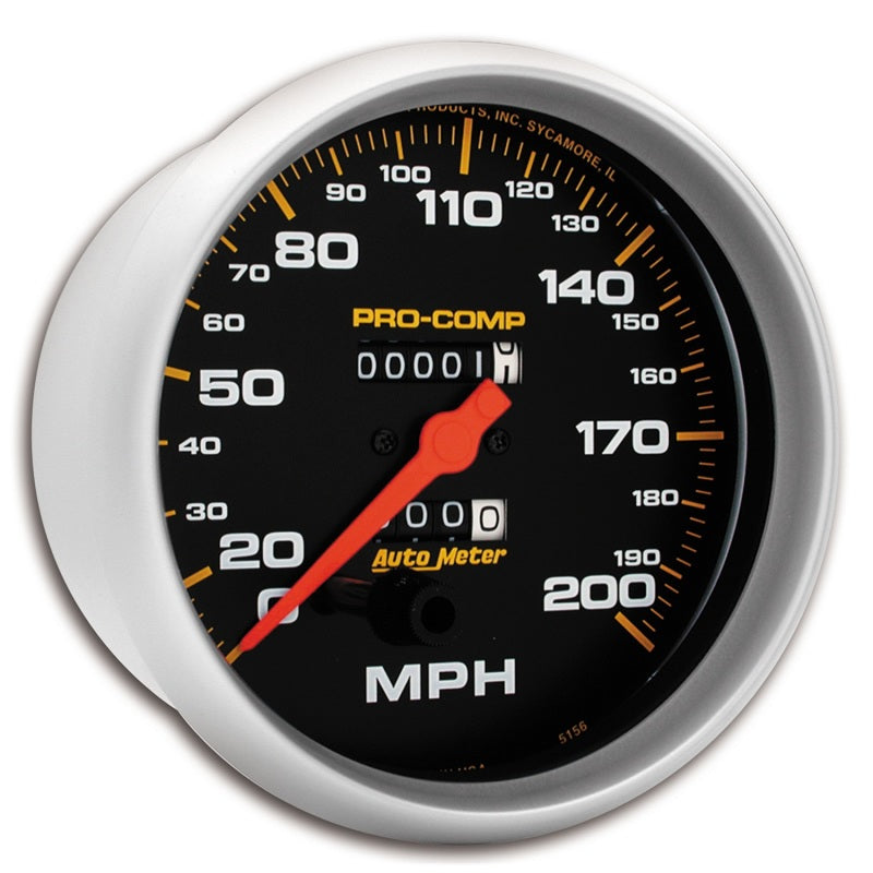 AutoMeter Gauge Speedometer 5in. 200MPH Mechanical Pro-Comp