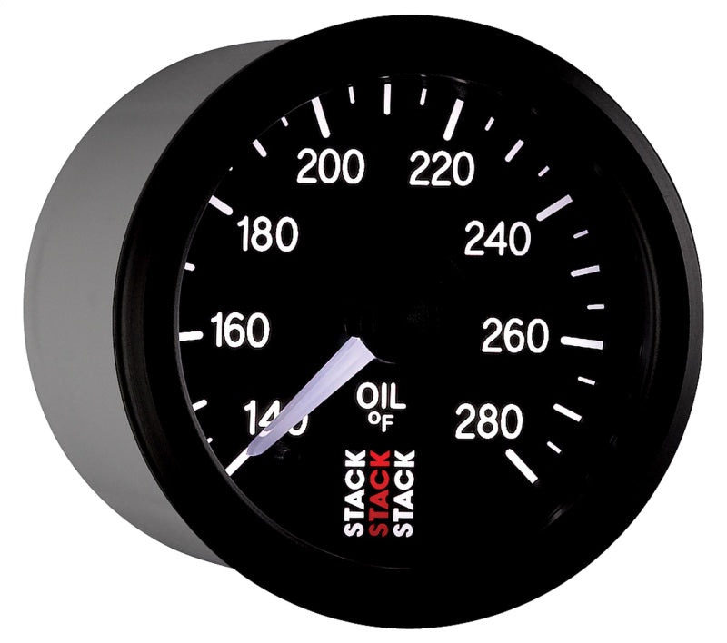 Autometer Stack 52mm 140-280 Deg F 1/8in NPTF Male Pro Stepper Motor Oil Temp Gauge - Black