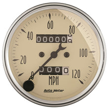 Load image into Gallery viewer, AutoMeter Gauge Speedometer 3-1/8in. 120MPH Mechanical Antique Beige