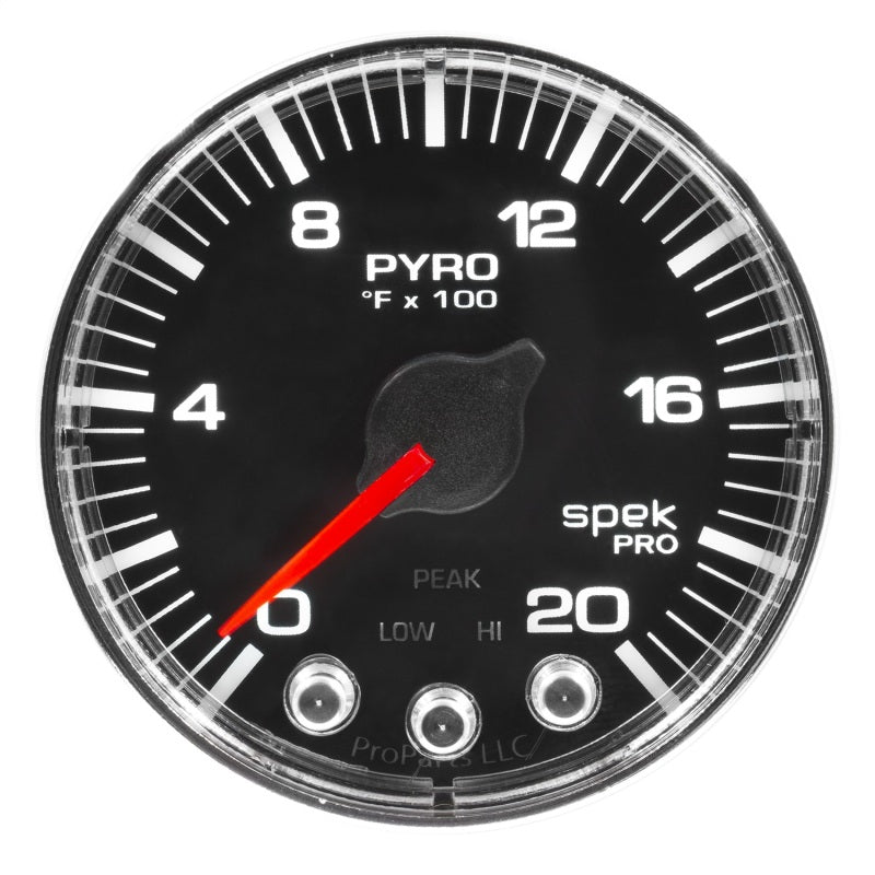 Autometer Spek-Pro Gauge Pyro. (Egt) 2 1/16in 2000f Stepper Motor W/Peak & Warn Blk/Chrm