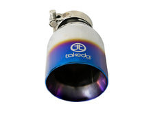 Load image into Gallery viewer, aFe Takeda 304 Stainless Steel Clamp-On Exhaust Tip 2.5in Inlet / 4in Outlet - Blue Flame