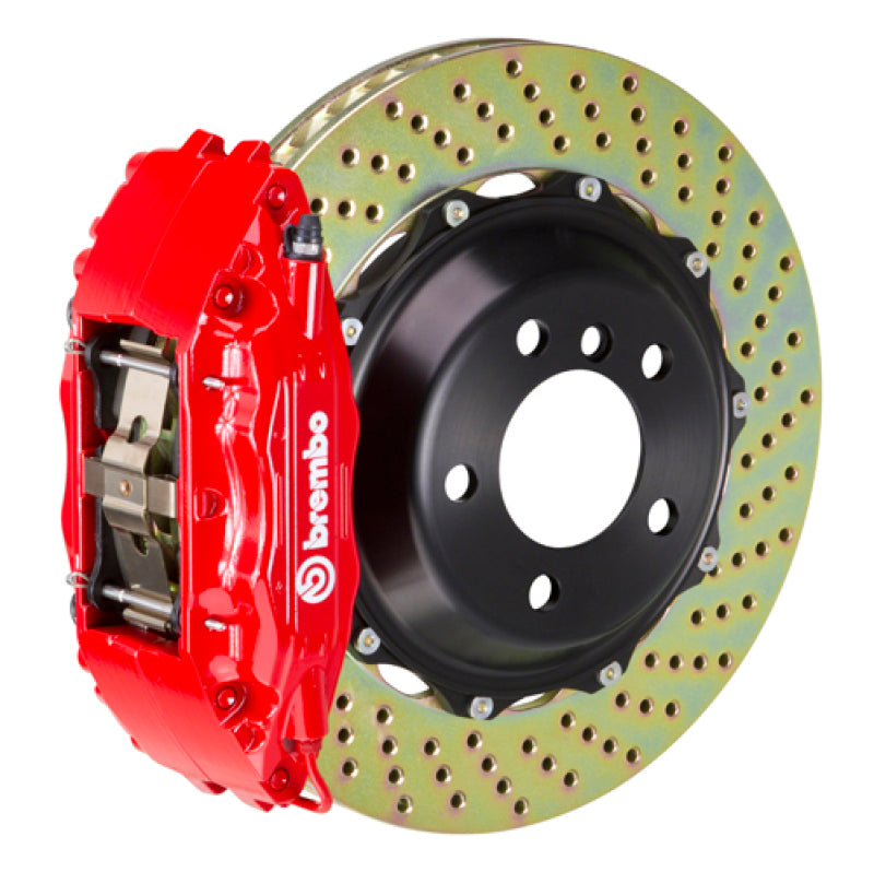 Brembo 00-06 Suburban Rear GT BBK 4 Piston Cast 2pc 355x32 2pc Rotor Drilled-Red