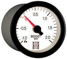 Load image into Gallery viewer, Autometer Stack 52mm -1 to +2 Bar T-Fitting 0.187in Barb (M) Mechanical Boost Pressure Gauge - White