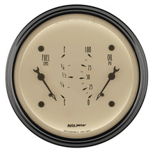 Load image into Gallery viewer, AutoMeter Gauge Dual Fuel &amp; Oilp 3-3/8in. 0 Ohm(e) to 90 Ohm(f)&amp; 100PSI Elec Antq Beige