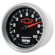 Load image into Gallery viewer, AutoMeter Gauge Tachometer 3-3/8in. 10K RPM In-Dash Chevy Red Bowtie Black