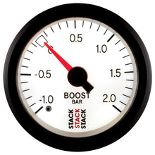 Load image into Gallery viewer, Autometer Stack 52mm -1 to +2 Bar T-Fitting 0.187in Barb (M) Mechanical Boost Pressure Gauge - White