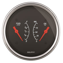 Load image into Gallery viewer, AutoMeter Gauge Dual Fuel &amp; Oilp 3-3/8in. 0 Ohm(e) to 90 Ohm(f)&amp; 100PSI Elec Designer Black