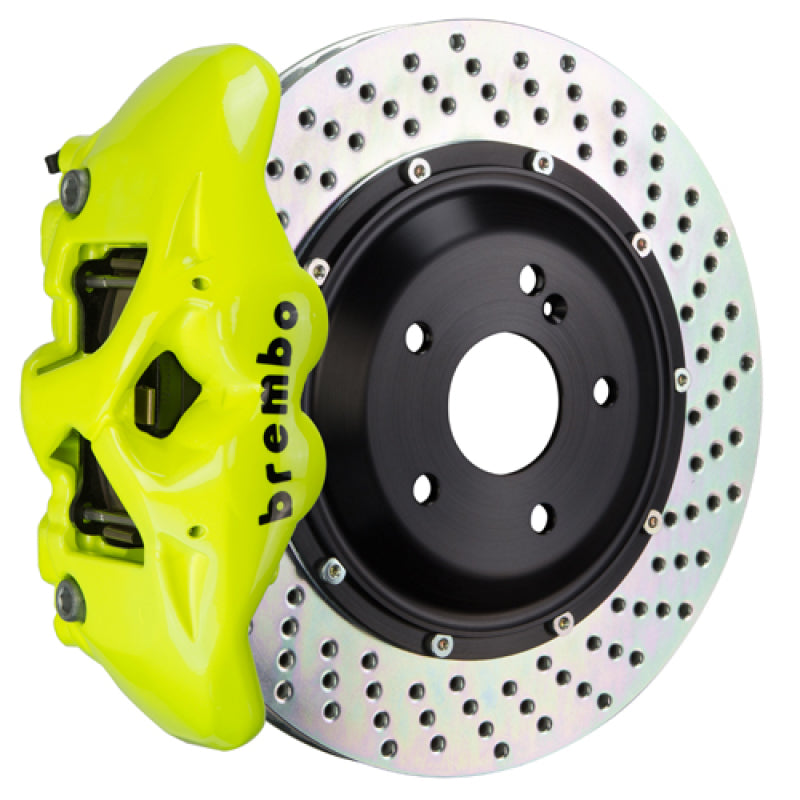 Brembo 08-17 S5 Front GT BBK 6 Piston Cast 380x34 2pc Rotor Drilled-Fluo. Yellow