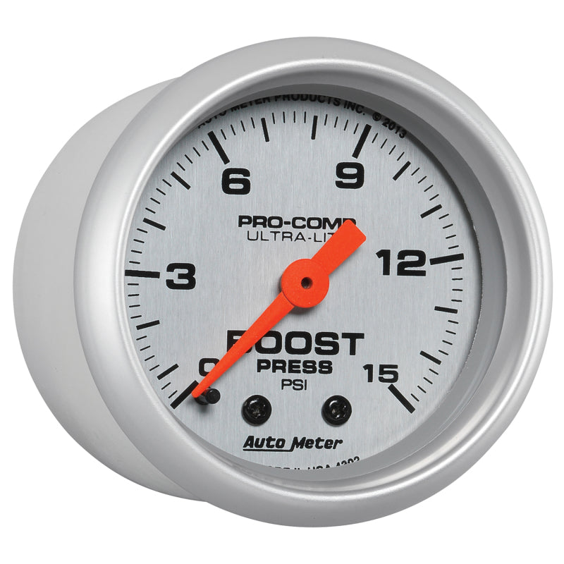 Autometer Ultra-Lite 52mm 0-15 PSI Mechanical Boost Gauge