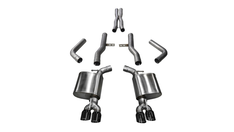 Corsa 15-17 Dodge Challenger Hellcat Dual Rear Exit Extreme Exhaust w/ 3.5in Black Tips