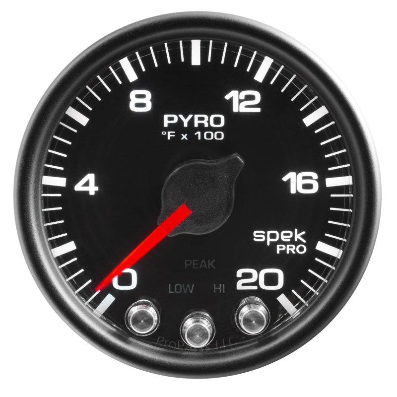 Autometer Spek-Pro Gauge Pyro. (Egt) 2 1/16in 2000f Stepper Motor W/Peak & Warn Blk/Blk