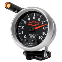 Load image into Gallery viewer, Autometer GM Red Bowtie Black 3-3/4in 0-10000 RPM Pedestal Mount Tachometer Quick-Lite