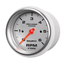 Load image into Gallery viewer, Autometer Marine Silver Ultra-Lite Gauge 3-3/8in Tachometer 6K RPM