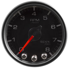 Load image into Gallery viewer, Autometer Spek-Pro Gauge Tach 2 1/16in 8K Rpm W/ Shift Light &amp; Peak Mem Blk/Blk