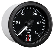 Load image into Gallery viewer, Autometer Stack 52mm 0-1 Bar M10 Male Pro Stepper Motor Fuel Pressure Gauge - Black