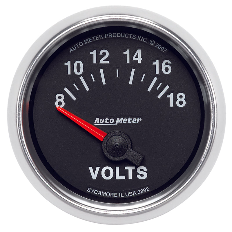 Autometer GS 52mm 8-18 Volts Short Sweep Electronic Voltmeter Gauge