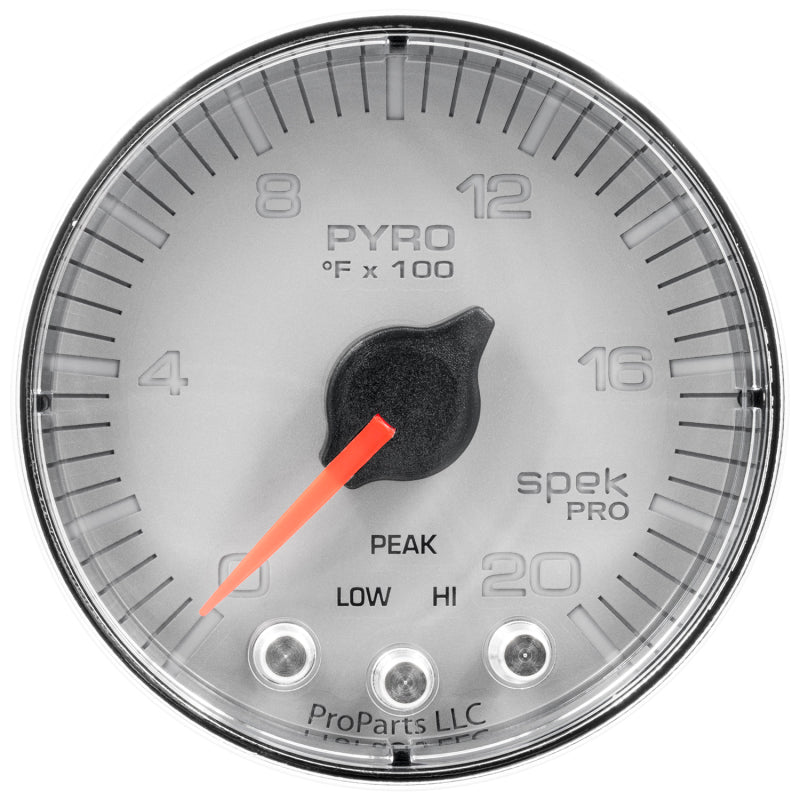 Autometer Spek-Pro Gauge Pyro. (Egt) 2 1/16in 2000f Stepper Motor W/Peak & Warn Slvr/Chrm