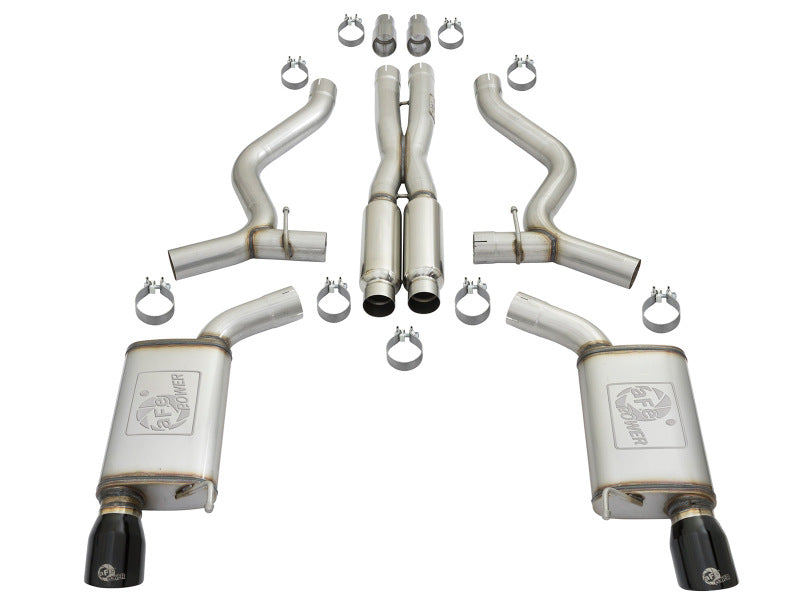 aFe MACHForce XP 3in 304 SS Loud Tone Cat-Back w/ Black Tips 15-17 Ford Mustang V6-3.7L/V8-5.0L