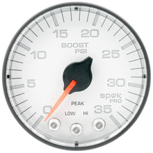 Load image into Gallery viewer, Autometer Spek-Pro 2 1/16in 35PSI Stepper Motor W/Peak &amp; Warn White/Black Boost Gauge