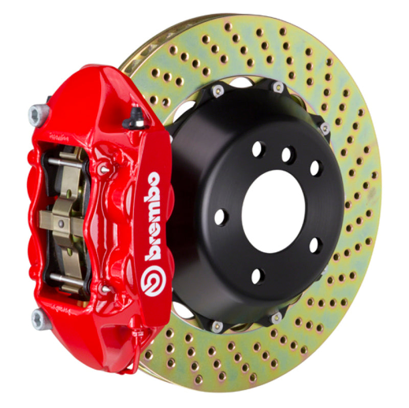 Brembo 06-13 S63 AMG (W216) Rear GT BBK 4 Piston Cast 380x28 2pc Rotor Drilled-Red