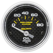 Load image into Gallery viewer, Autometer Marine Carbon Fiber 2-1/16in 80 PSI Electric Oil Pressure Gauge