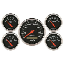 Load image into Gallery viewer, Autometer Designer Black 5 Pc Kit w/ Elec KMH Speedo, Oil Press, Water Temp, Volt, Fuel Level