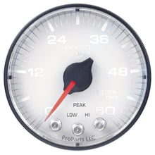 Load image into Gallery viewer, Autometer Spek-Pro Gauge Boost 2 1/16in 60psi Stepper Motor W/Peak &amp; Warn Wht/Blk