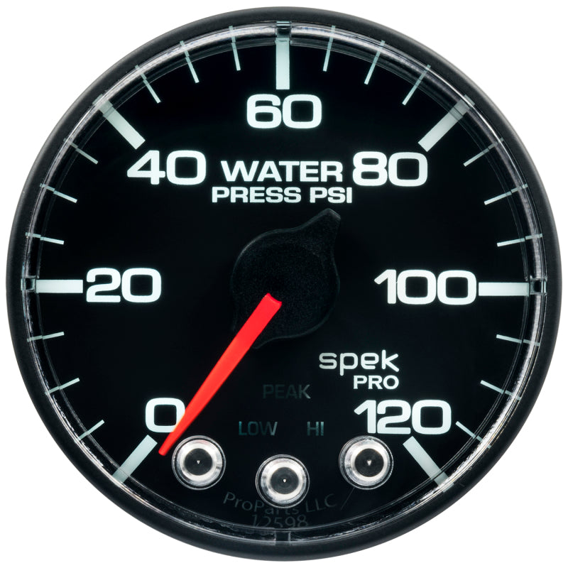 Autometer Spek-Pro Gauge Water Press 2 1/16in 120psi Stepper Motor W/Peak & Warn Blk/Blk