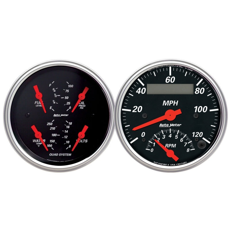 Autometer Designer 3-3/8in In-Dash Kit Box-Tach Speedo Combo & Elec Oil Press, H2O Temp, Volt, Fuel