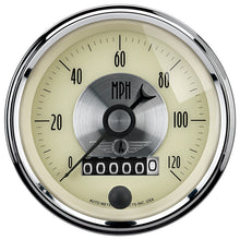 Load image into Gallery viewer, AutoMeter Gauge Speedo 3-3/8in. 120MPH Elec. Program W/Wheel Odo Prestige Antq. Ivory