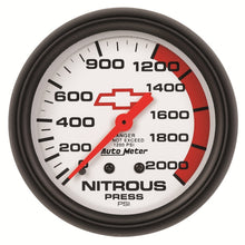 Load image into Gallery viewer, AutoMeter Gauge Nitrous Pressure 2-5/8in. 2000PSI Mechanical Chevy Red Bowtie White