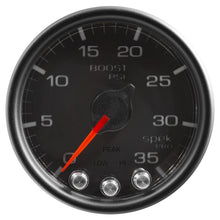 Load image into Gallery viewer, Autometer Spek-Pro Gauge Boost 2 1/16in 35psi Stepper Motor W/Peak &amp; Warn Black/Black