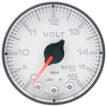 Load image into Gallery viewer, Autometer Spek-Pro Gauge Voltmeter 2 1/16in 16V Stepper Motor W/Peak &amp; Warn Wht/Blk