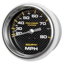 Load image into Gallery viewer, Autometer Gauge Speedometer 3-3/8in 80MPH Mechanical Marine Carbon Fiber