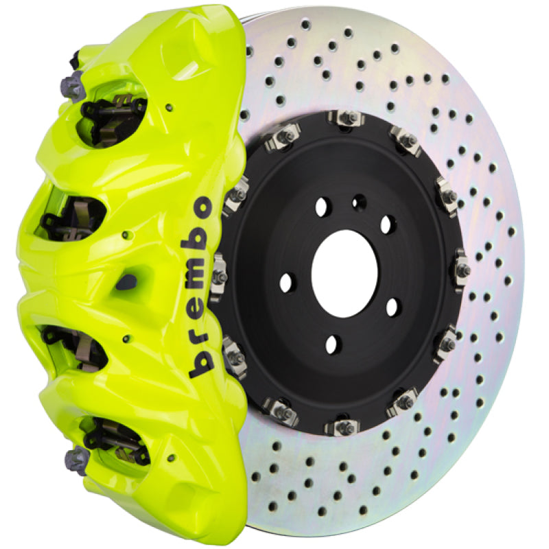 Brembo 05-13 Range Rover Sport Fr GT BBK 8Pis Cast 412x38 2pc Rotor Drilled-Fluo. Yellow