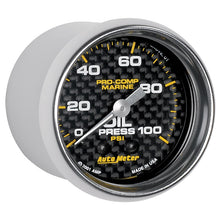 Load image into Gallery viewer, Autometer Marine Carbon Fiber Ultra-Lite 2-1/16in 100PSI Mechanical Oil Pressure Gauge