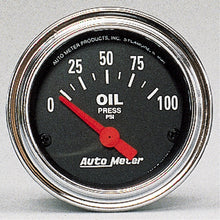 Load image into Gallery viewer, Autometer Traditional Chrome 52mm 0-100 PSI Short Sweep Electricall Oil Pressure Gauge