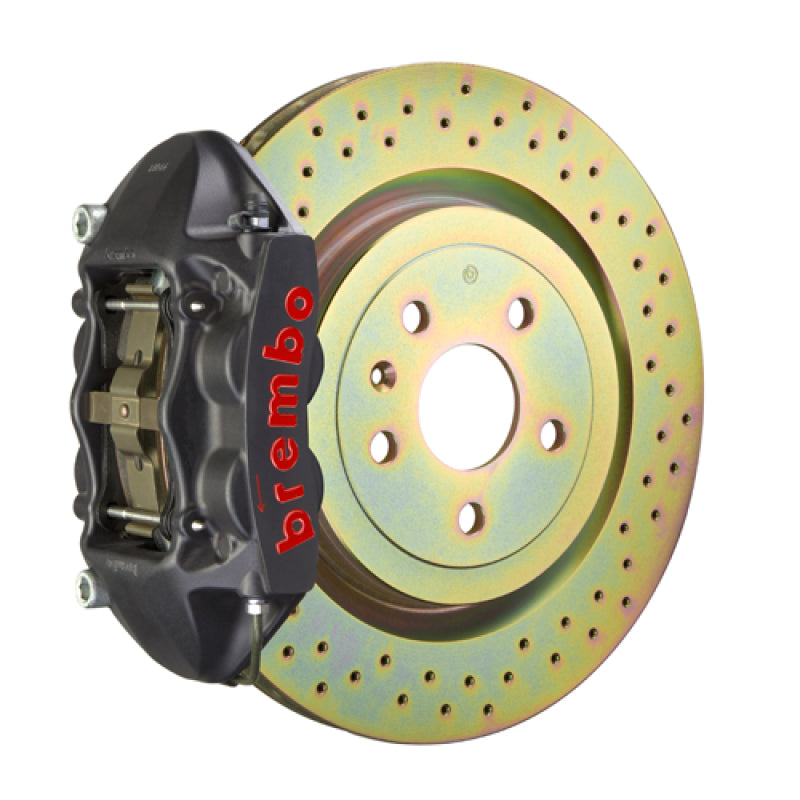 Brembo 10-15 Camaro V6 Rear GTS BBK 4 Piston Cast 365x28 1pc Rotor Drilled-Black HA