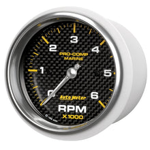 Load image into Gallery viewer, Autometer Marine Carbon Fiber Ultra-Lite Gauge 3-3/8in Tachometer 6K RPM