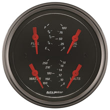 Load image into Gallery viewer, Autometer Designer Black 3.375in Quad Gauge - Fuel Level / Oil Pressure / Water Temp. / Voltmeter