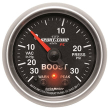 Load image into Gallery viewer, Autometer Sport-Comp II 52mm 30 IN HG / 30 PSI Electronic Boost/Vacuum Gauge