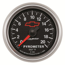 Load image into Gallery viewer, AutoMeter Gauge Pyrometer (Egt) 2-1/16in. 2000 Deg. F Stepper Motor Chevy Red Bowtie Black